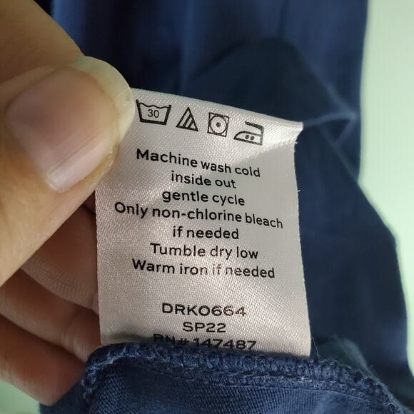 Draper James Womens Navy Blue Knit Eyelet Short Cap Sleeve Dress Size Medium - Picture 7 of 7